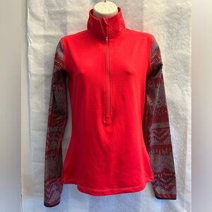 Nike pro fit women’s1/4 zip pull over Aztec performance fleece lined top Sz-M.Y9